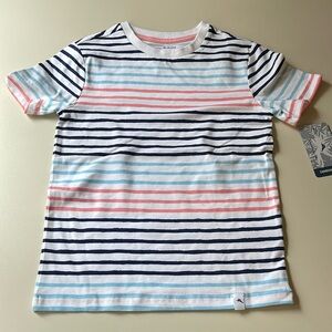 Tommy Bahama Cotton Jersey Crewneck Tee in Coral & Blue Stripe